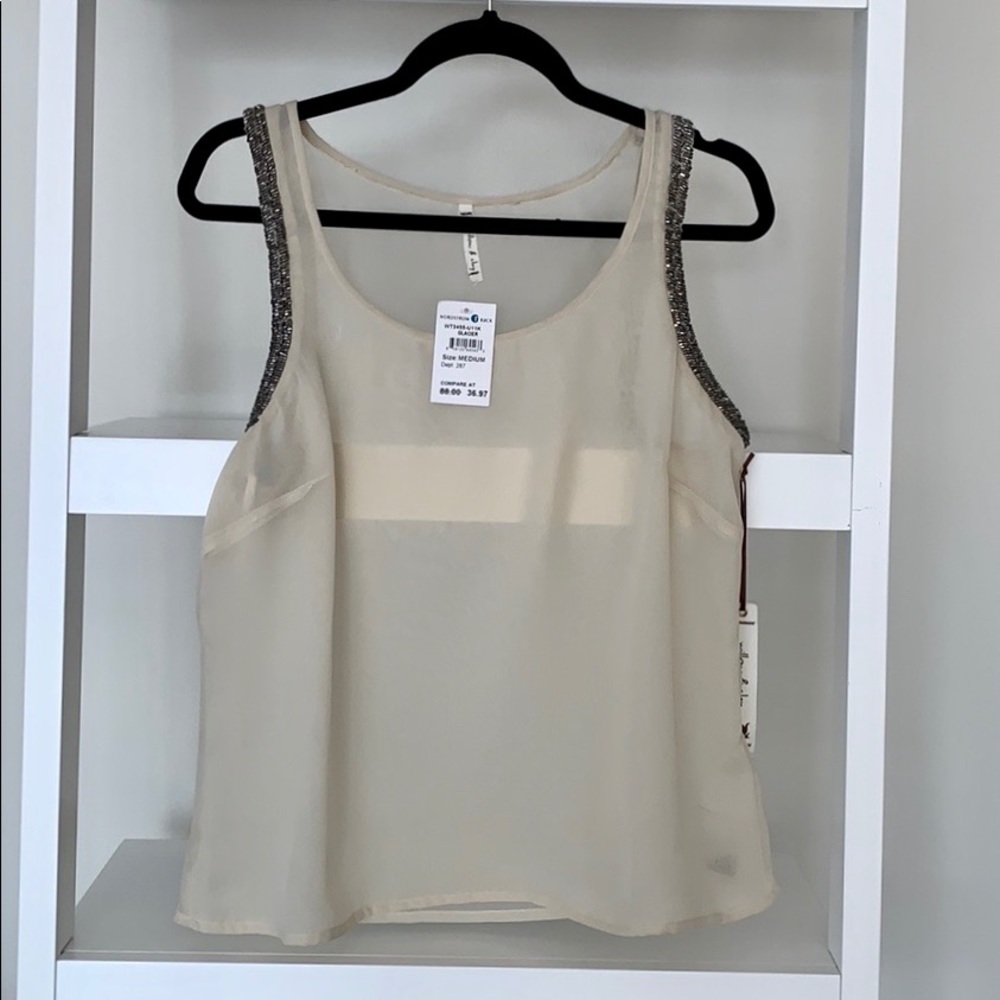 Nordstrom Cream sheer sleeveless blouse